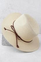 Lulus Love At Sunset Beige Straw Fedora Hat