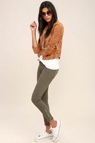 Pistola Audrey Olive Green Ankle Skinny Jeans