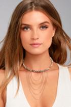 Lulus | Exotic Treasures Gold And Grey Beaded Choker Necklace