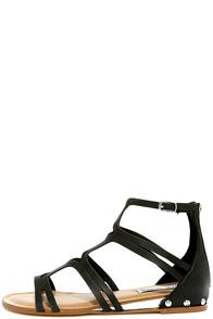 Steve Madden Delta Black Leather Gladiator Sandals