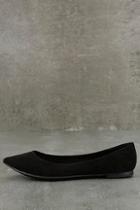 Breckelle's Lexine Black Suede Pointed Flats