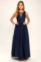 Lulus Could Have Danced All Night Navy Blue Maxi Dress