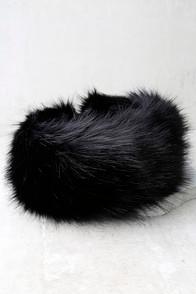 Lulus Slope Star Black Faux Fur Infinity Scarf