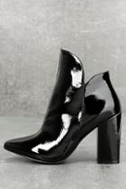 Liliana Skyla Black Patent Pointed Toe Ankle Booties