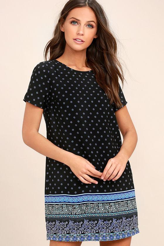 Dandy Lion Black Print Shift Dress | Lulus