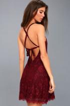 La Belle Vie Burgundy Lace Backless Skater Dress | Lulus