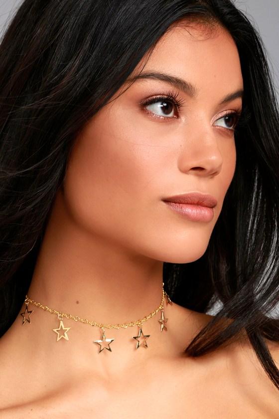 Frasier Sterling Seeing Stars Gold Star Choker Necklace | Lulus