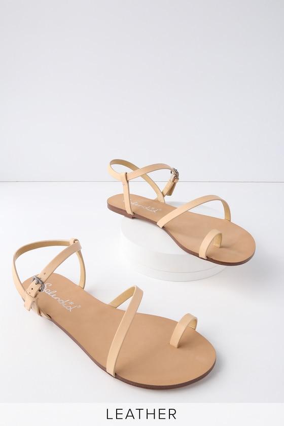 Splendid Flower Sand Leather Flat Sandal Heels | Lulus