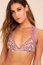 Free People The Upside Down Blush And Magenta Lace Bralette
