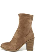 Wild Diva Lounge Opt In Taupe Suede High Heel Mid-calf Boots