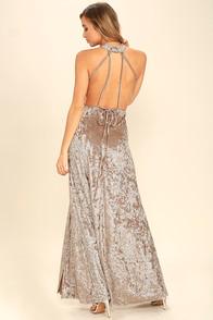 Lulus Sway My Options Taupe Velvet Maxi Dress