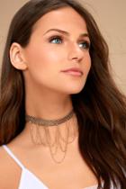 Lulus Viper Brown And Gold Choker Necklace