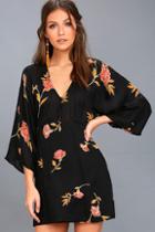 Amuse Society Wayfair Black Floral Print Long Sleeve Dress