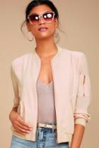 Sweet Rain | Orion Blush Pink Bomber Jacket | Size Large | 100% Polyester | Lulus