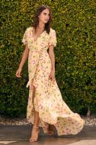 Sense Of Wonder Yellow Floral Print Wrap Maxi Dress | Lulus