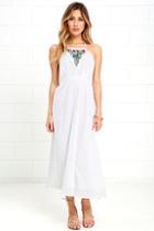 Raga Make It Reign Ivory Embroidered Halter Dress