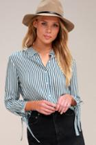 Amuse Society Sail Away Blue And White Striped Button-up Top | Lulus
