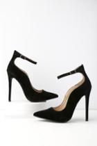 Shoe Republic La Porter Black Suede Ankle Strap Pumps | Lulus