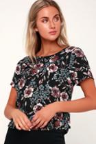 Bingham Black Floral Print Top | Lulus