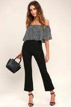 Lulus Michigan Avenue Black High-waisted Cropped Flare Jeans