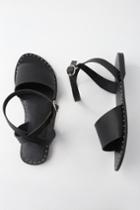 City Classified Leeah Black Studded Flat Ankle Strap Sandal Heels | Lulus