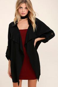 Lulus Lucky Break Black Oversized Jacket