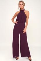 It's A Hit Plum Purple Wide-leg Halter Jumpsuit | Lulus