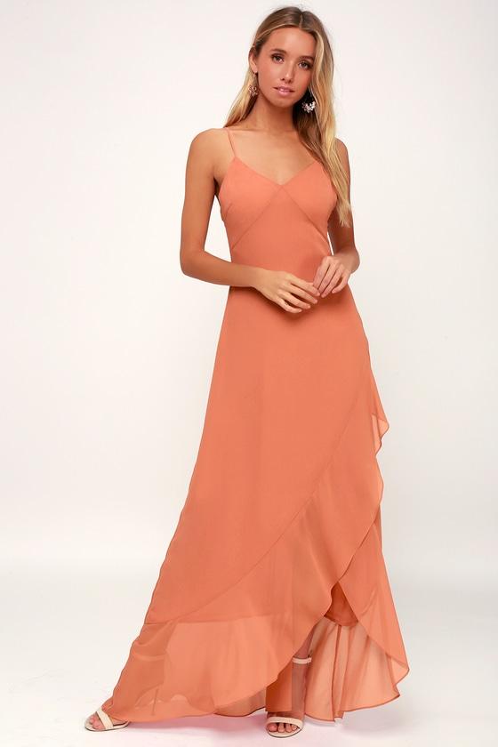 Ada Rusty Rose Lace-up Maxi Dress | Lulus