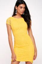 Right Sheer, Right Now Yellow Lace Bodycon Dress | Lulus
