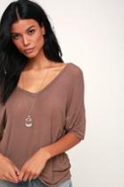 Project Social T Carina Double V Light Brown Dolman Tee | Lulus