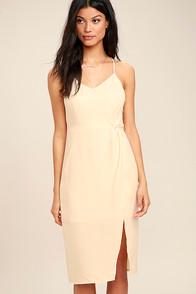 Lulus Making Eyes At You Beige Midi Dress