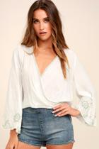 Lulus Zen Again White Embroidered Crop Top