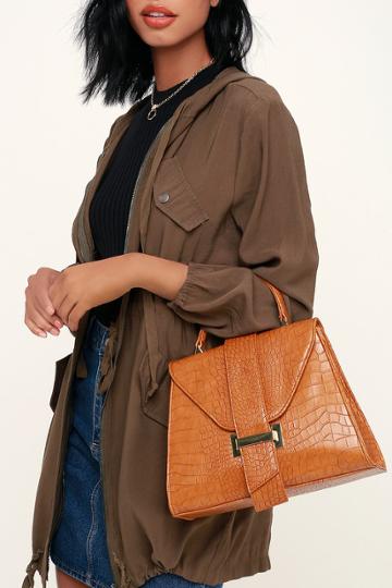 Style Ambassador Brown Crocodile Embossed Purse | Lulus