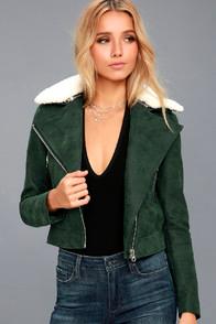 Lulus Peak My Interest Forest Green Vegan Leather Moto Jacket