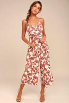 Free People Hot Tropics Cream Print Midi Jumpsuit