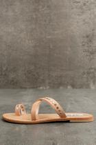 Lulus Steve Madden Becky Tan Leather Flat Sandals