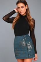 Free People | Movin On Teal Blue Embroidered Mini Skirt | Lulus