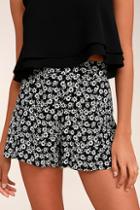 Lucy Love Wedding Crasher Black Floral Print Shorts