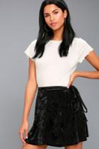Lulus | Jayla Black Velvet Wrap Mini Skirt