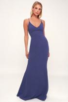 Infinite Glory Slate Blue Maxi Dress | Lulus