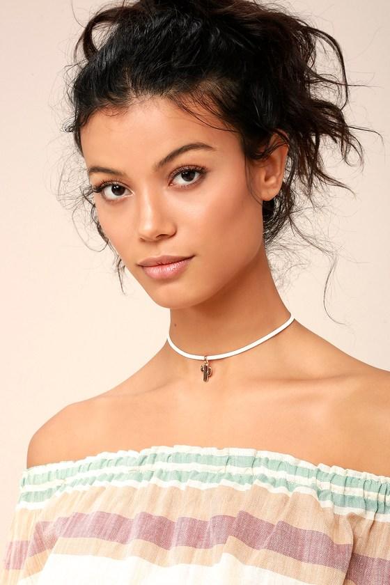 Lulus | Desert Days Rose Gold And White Choker Necklace | Vegan Friendly