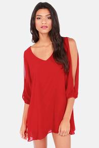 Lulus Shifting Dears Red Long Sleeve Dress