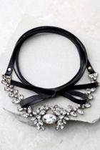 Lulus Otherworldly Charm Black Rhinestone Wrap Necklace