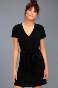 Lulus Belong To The City Black Knotted Shift Dress