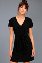 Lulus Belong To The City Black Knotted Shift Dress