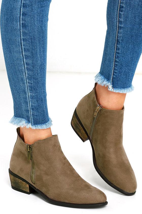 Wander My Way Taupe Suede Ankle Booties | Lulus