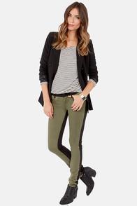 Billabong Peddler Black And Olive Green Skinny Pants