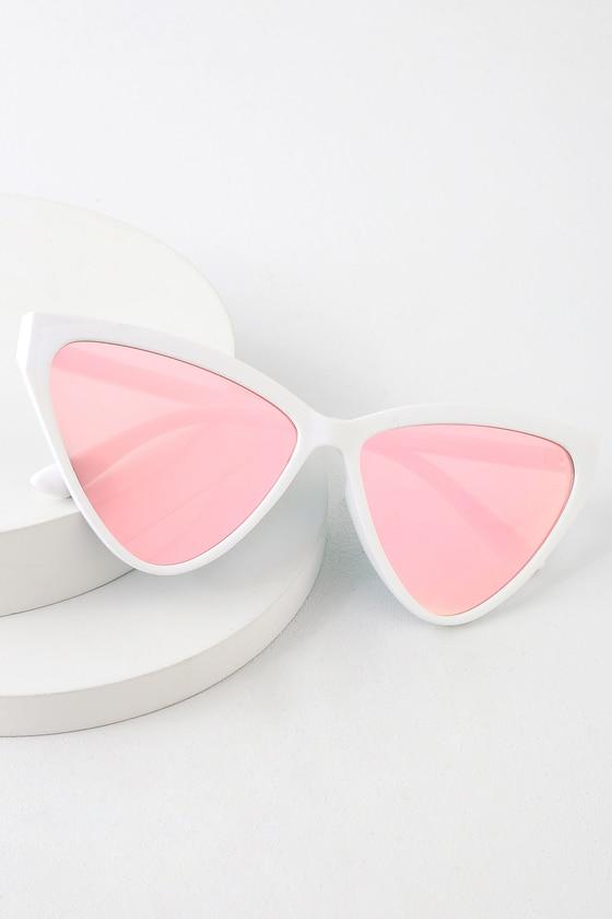 Blondie White And Hot Pink Mirrored Cat-eye Sunglasses | Lulus