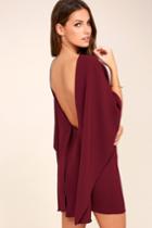 Lulus | Best Is Yet To Come Burgundy Backless Dress | Size Medium | Red | 100% Polyester