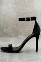 Breckelle's Daniella Black Velvet Ankle Strap Heels | Lulus
